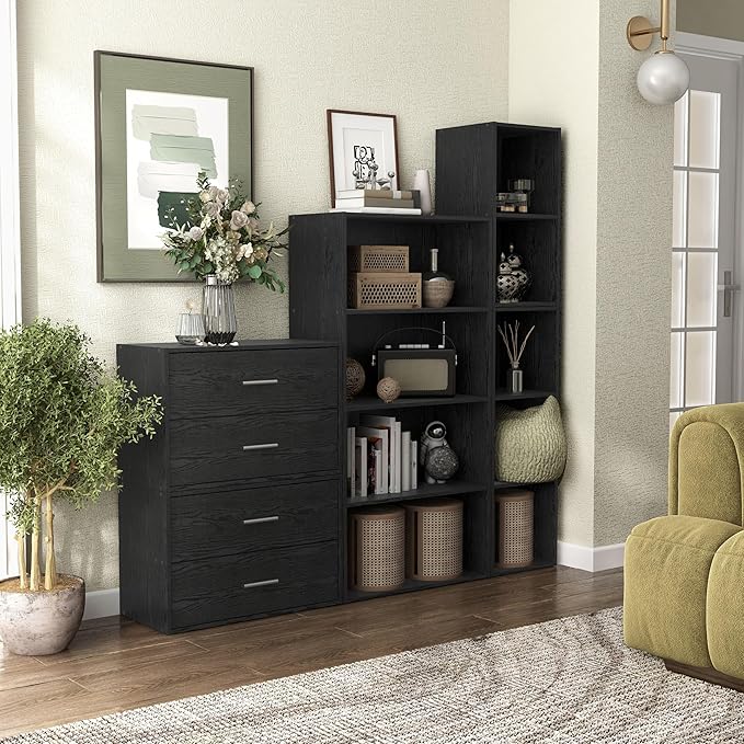 Apexa 2 Wooden Stackable Storage, Small Food Pantry Cabinet, Cajonera De Madera, Underbed Drawer Dorm Teen Room Decor & Bedroom, Home Office, Kitchen, Black