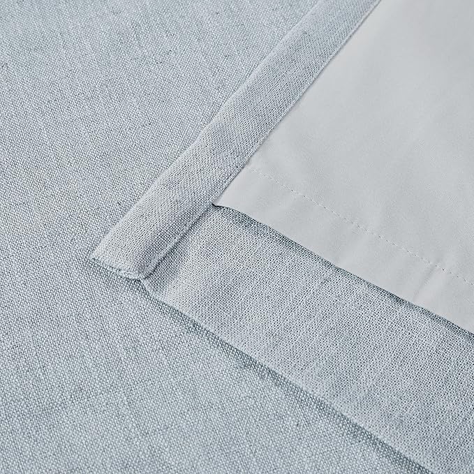 Vision Home Blue Gray Pinch Pleated Full Blackout Curtains Linen Blended Room Darkening Window Curtains 95 inch for Living Room Bedroom Thermal Insulated Pinch Pleat Drapes with Hooks 40" Wx95 Lx2