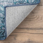 nuLOOM Eveline Distressed Persian Machine Washable Ultra Thin Area Rug, 4' x 6', Blue