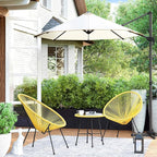 SONGMICS 3-Piece Outdoor Seating Acapulco Chair, Modern Patio Furniture Set, Glass Top Table and 2 Chairs, Indoor and Outdoor Conversation Bistro Set, Yellow UGGF011Y01