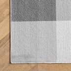 nuLOOM Lucy Machine Washable Farmhouse Buffalo Plaid Ultra Thin Area Rug, 6' Square, Grey