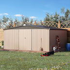 U-MAX 10' x 12' Shed Outdoor Storage Shed Clearance, Large Metal Garden Shed Yard Steel Shed with Design of Lockable Doors, Tool and Utility Storage for Backyard, Garden, Patio, Outside use Taupe