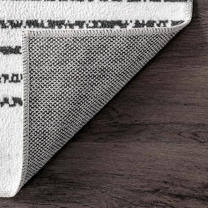 nuLOOM Romina Machine Washable Diamond Stripes Ultra Thin Accent Rug, 2' x 3', White
