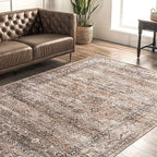 nuLOOM Gwyn Distressed Machine Washable Ultra Thin Runner Rug, 2' 6" x 10', Beige