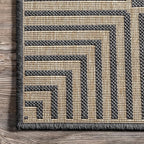 nuLOOM 3'6" x 5' Outdoor Area Rug, Casual Design With Striped Border, Stain Resistant, Highly Durable, For Patio, Balcony, Bedroom, Living Room, Dining Room, Bathroom, Dark Grey