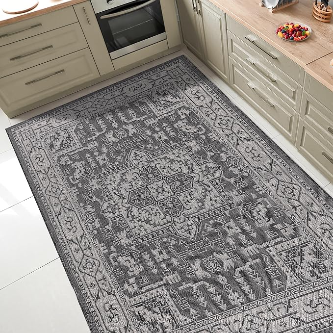 Keen Home Design Terrace Outdoor Area Rug - 5x8 Washable Indoor/Outdoor Rug for Patio, Kitchen, Balcony, Beach, Garden, Deck and Porch, Size: 5'3"x7'7"