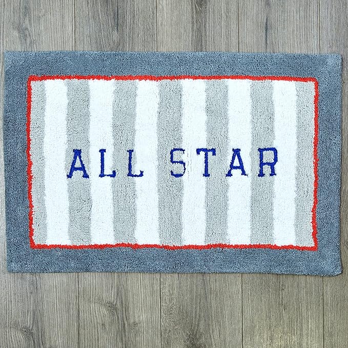 Hand Tufted All Star Bedroom or Bathroom Rug - 30x20 in; 100% Cotton Kids Bathroom Mat; Decorative Kids Area Rug