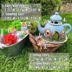 Mood Lab Fairy Garden Miniature Teapot House Kit - Figurines and Accessories Set of 4 pcs - 7.1 Inch Tall House