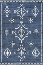 nuLOOM Evalyn Southwestern Machine Washable Ultra Thin Area Rug, 5x8, Navy