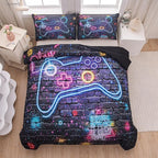 NINENINE 5PCS Gamer Bedding Sets,Twin Size Bedding Set for Boys,Twin Comforter Sets for Boys,Boys Twin Bedding Sets(1Comforter, 1Flat Sheet, 1Fitted Sheet, 2Pillowcases)