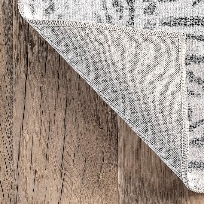 nuLOOM Bess Persian Vintage Machine Washable Ultra Thin Area Rug, 6' x 9', Ivory