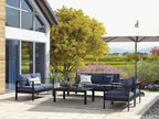 Solaste Aluminum Patio Furniture Set,5 Pieces Modern Outdoor Conversation Set Sectional Sofa with Upgrade Cushion and Coffee Table,Black Frame and Blue Cushion