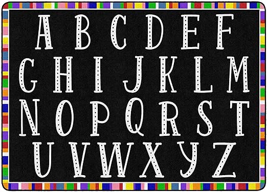 Flagship Carpets Colorful Abc's Multicolor Border Area Rug for Childrens Classroom, at Home Education or Kids Play Room, 6' x 8'4", Rectangle