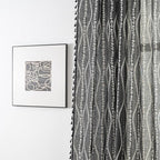 Sutuo Home Boho Curtains 84 Inches Long for Bedroom Living Room Nursery, Bohemian Vintage Tassels Window Treatment Drape for Halloween Decorations Rod Pocket, 1 Panel 59"W x 84"L,Black Stripe Floral