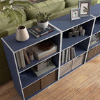 Apexa 3-Tier Cube Storage Organizer Shelves, Stackable Wood Bookcase Fits Cubby Bins for Organization, Dorm Teen Room Decor & Home Office, Steel Blue