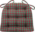 Barnett Home Decor Dining Chair Pad with Ties - Twin Check Red & Green - Size Medium 16.5 x 18 - Latex Foam Fill Dining Chair Cushion - Machine Washable, Reversible, Checkered Christmas Colors Medium