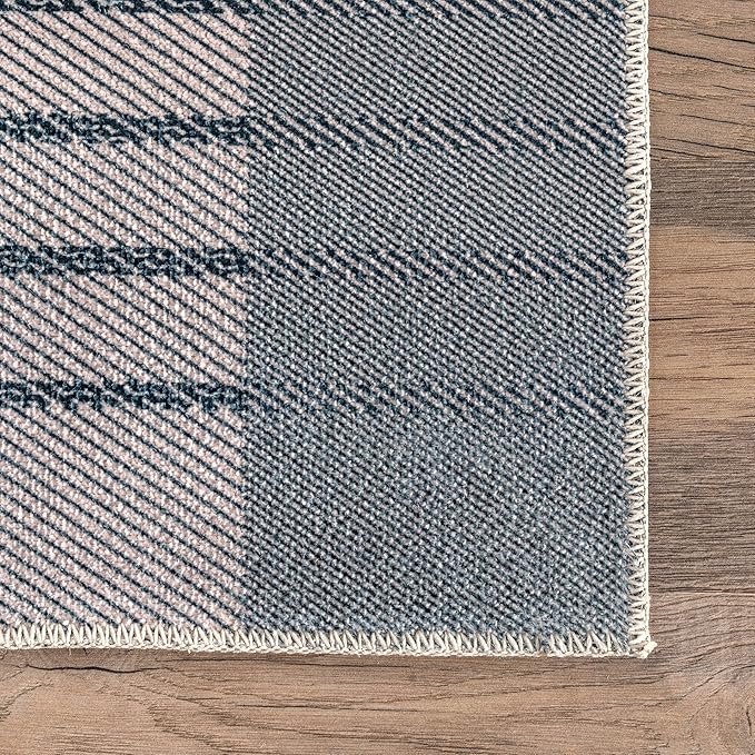 nuLOOM Lennie Modern Multi Striped Machine Washable Ultra Thin Area Rug, 3' x 5', Beige