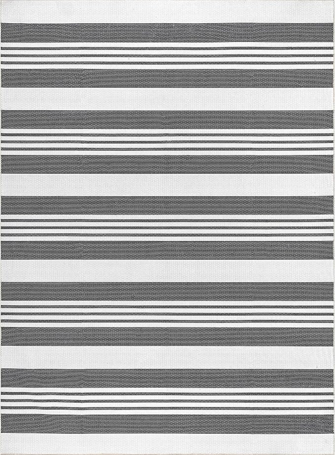 nuLOOM Lena Machine Washable Striped Ultra Thin Area Rug, 3' x 5', Grey