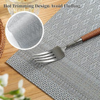 Leetaltree Lunar Grey Placemats Set of 6 - Heat Resistant Non-Slip Place mats for Dining Table, Washable Durable PVC Vinyl Woven Table Mats（Lunar Grey, 6）