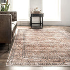 nuLOOM Gwyn Distressed Machine Washable Ultra Thin Runner Rug, 2' 6" x 8', Beige