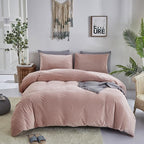 Wellboo Pink Velvet Comforter Sets Full Light Red Fluffy Bedding Comforters Full Size Women Girls Solid Pink Cute Flannel Quilts Aesthetic Pink Warm Winter Blankets Micromink Sherpa Fuzzy Plush Bed