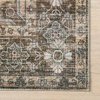 nuLOOM Devin Machine Washable Vintage Medallion Ultra Thin Area Rug, 3' x 5', Light Brown