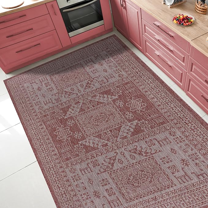 Keen Home Design Terrace Outdoor Area Rug - 4x6 Washable Indoor/Outdoor Rug for Patio, Kitchen, Balcony, Beach, Garden, Deck and Porch, Size: 3'10"x5'7"