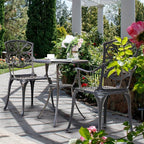 NUU GARDEN Bistro Set 3 Piece Outdoor All Weather Cast Aluminum Patio Bistro Set Patio Table and Chairs Set of 2 with Umbrella Hole for Backyard, Balcony, Front Porch, Lawn, Pool, Bronzer