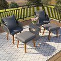 5-Pieces Outdoor Furniture Bistro Set with Wicker Cool Bar Table, Rope Weaving Patio Chairs and Ottomans for Porch Backyard Balcony Poolside, Onesize, Grey