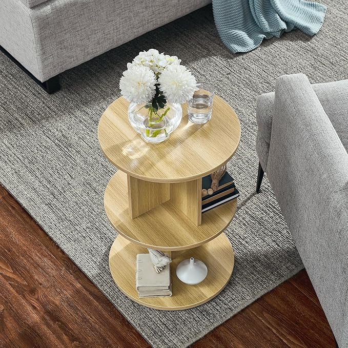 ECYIL Double Layered Independent Storage Rack, Full Circular Color Blocking Bookshelf, Suitable for Home, Office, Living Room, etc (nature)