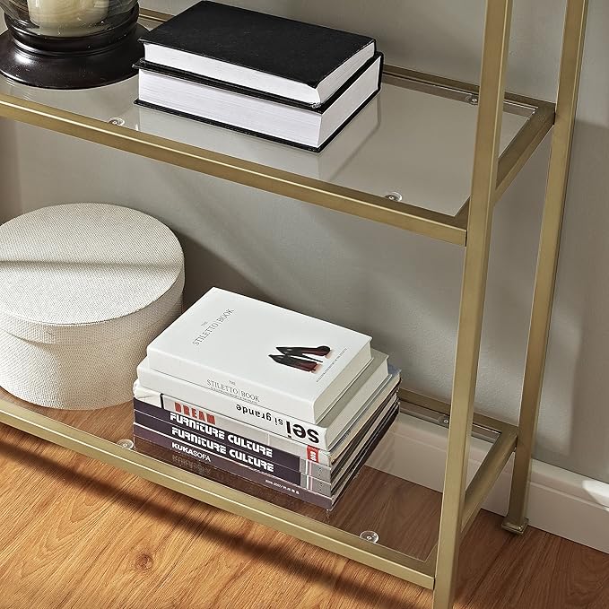 Crosley Furniture Aimee Etagere Bookcase - Gold and Glass