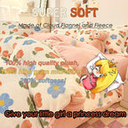 MorroMorn Pink Duvet Cover Queen, Pink Bed Set Tulips Floral Bedding Sets, Plush Fluffy Comforter Covers Set, Down Alternative Blanket Ultra Soft for Girls Kids Teen Women Full Double Size